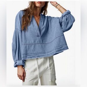 NWT Blue Denim Crop Top-S